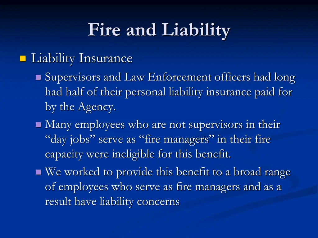 fire and liability