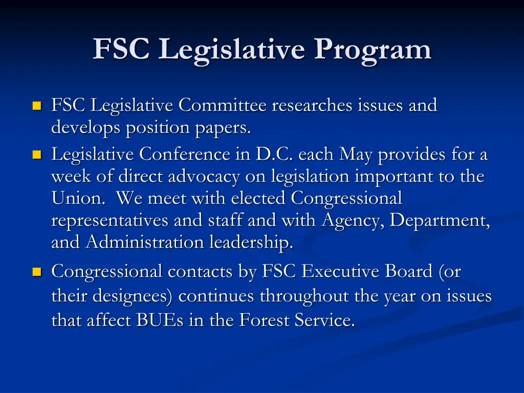 fsc legislative program