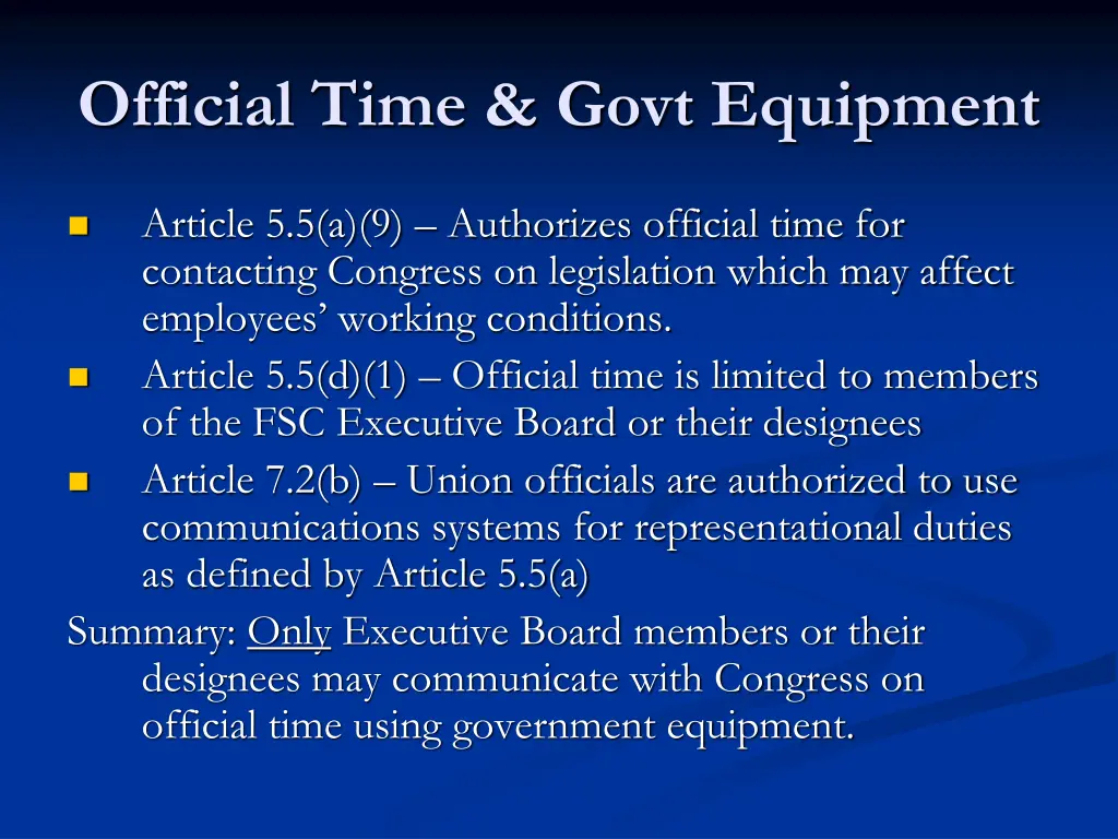 official time govt equipment