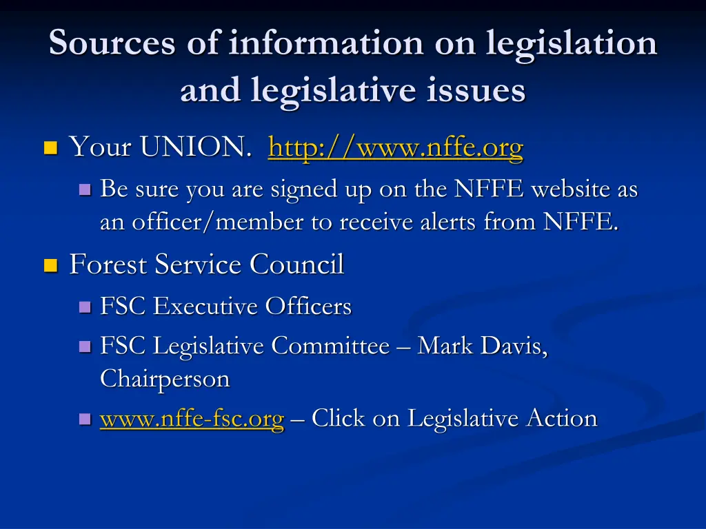 sources of information on legislation