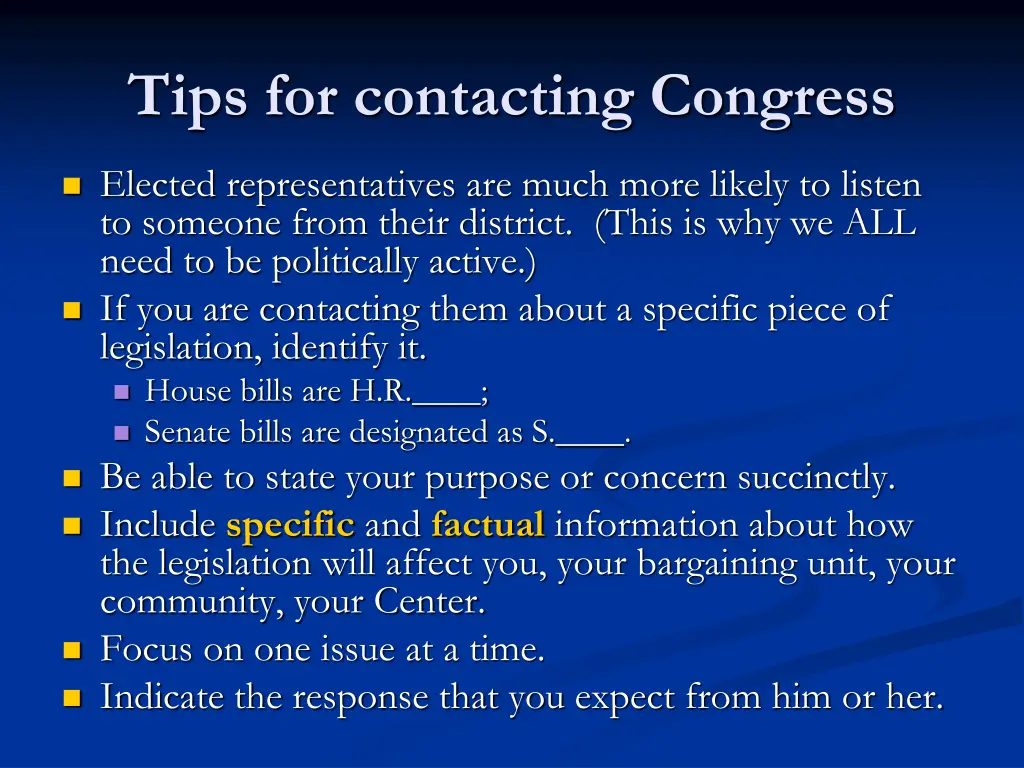 tips for contacting congress