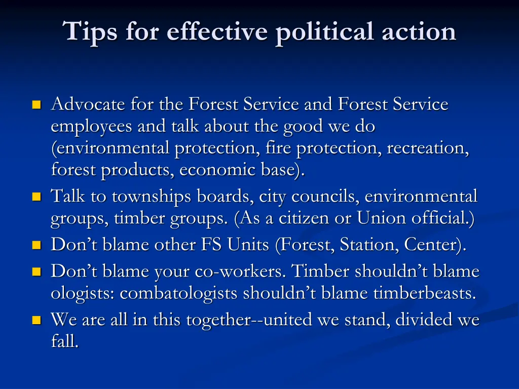 tips for effective political action