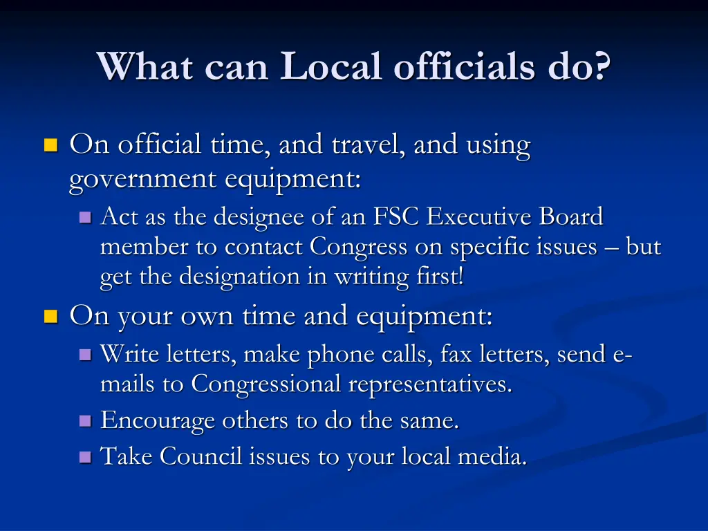 what can local officials do 1