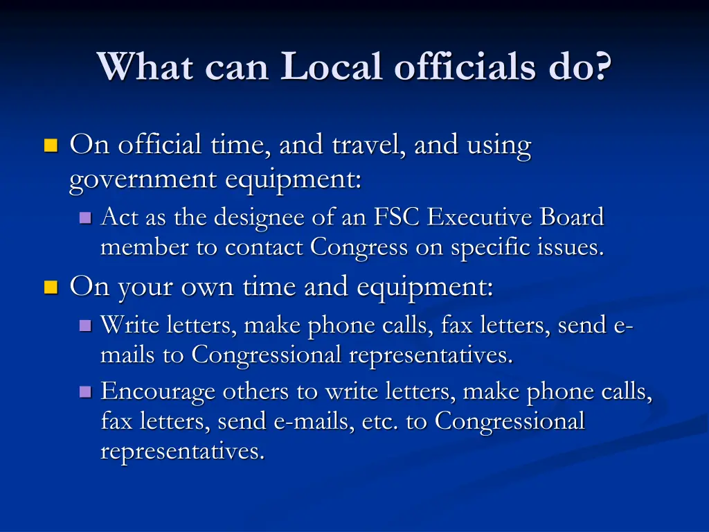 what can local officials do