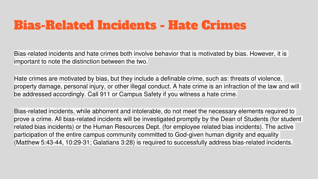 bias related incidents hate crimes