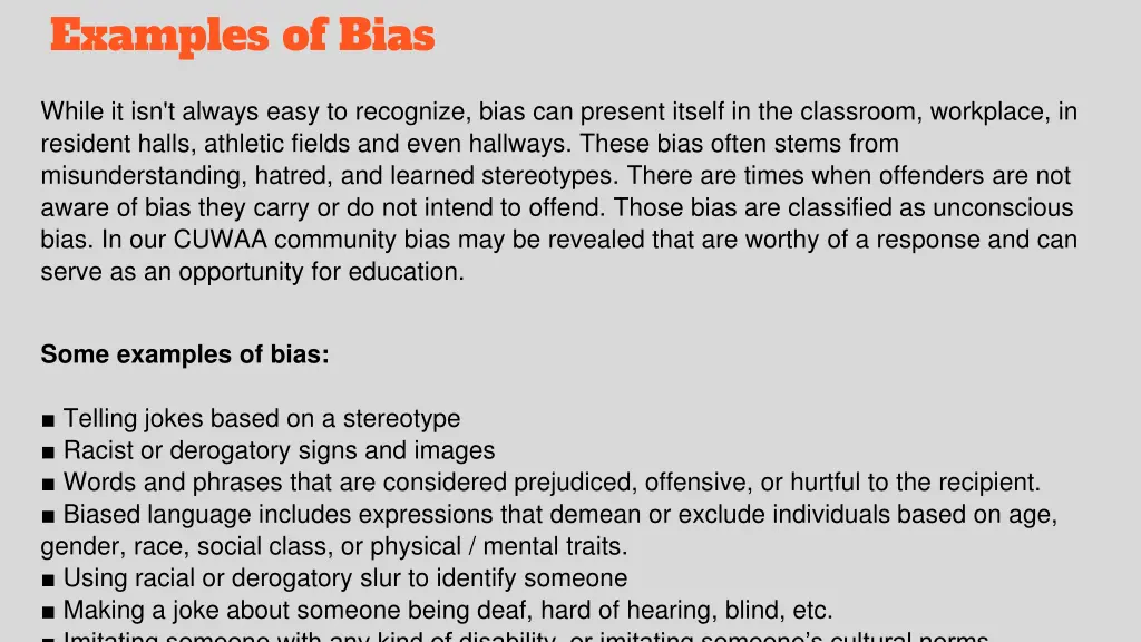 examples of bias