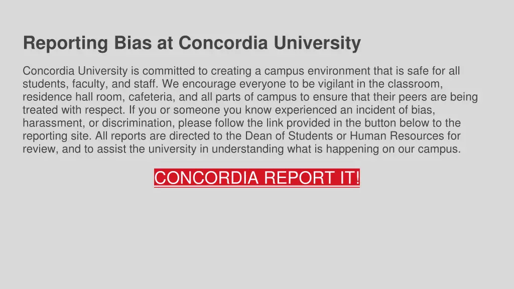 reporting bias at concordia university