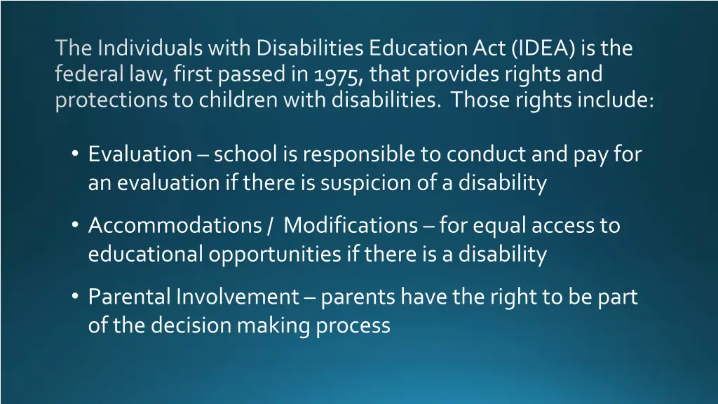 the individuals with disabilities education