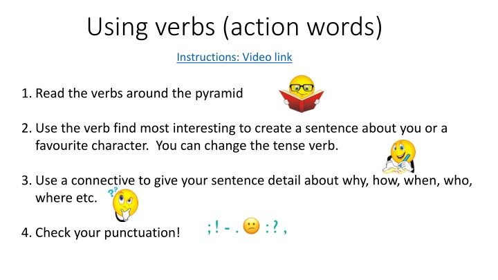 using verbs action words