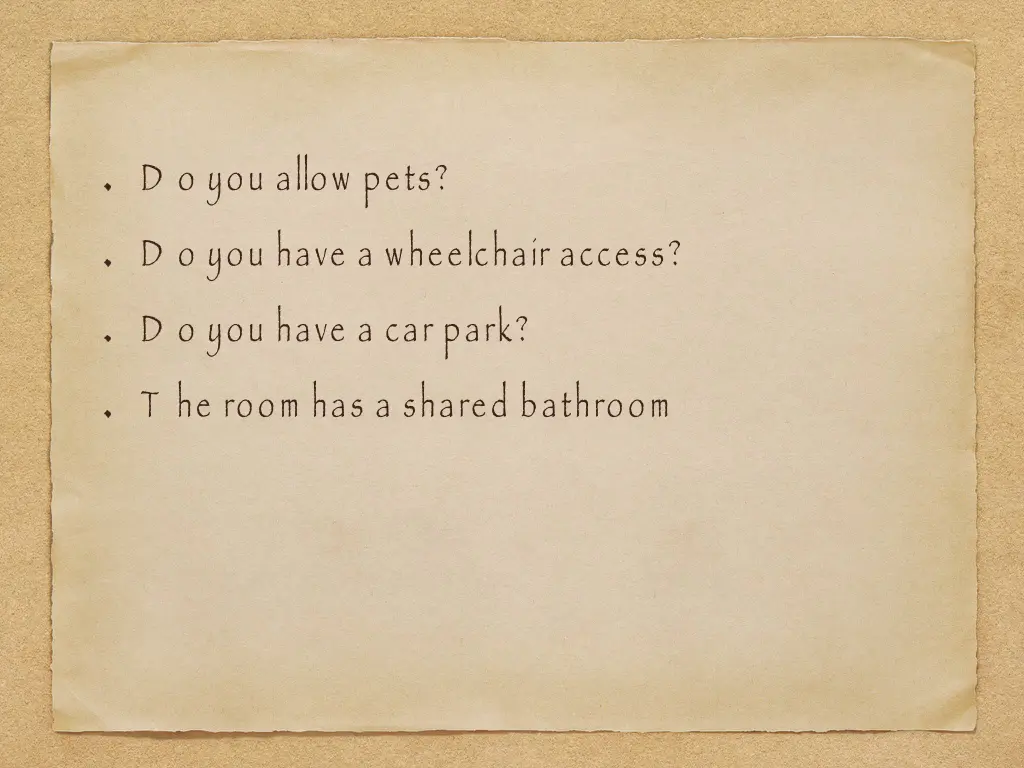 d o you allow pets d o you have a wheelchair