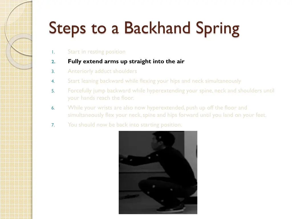 steps to a backhand spring 1