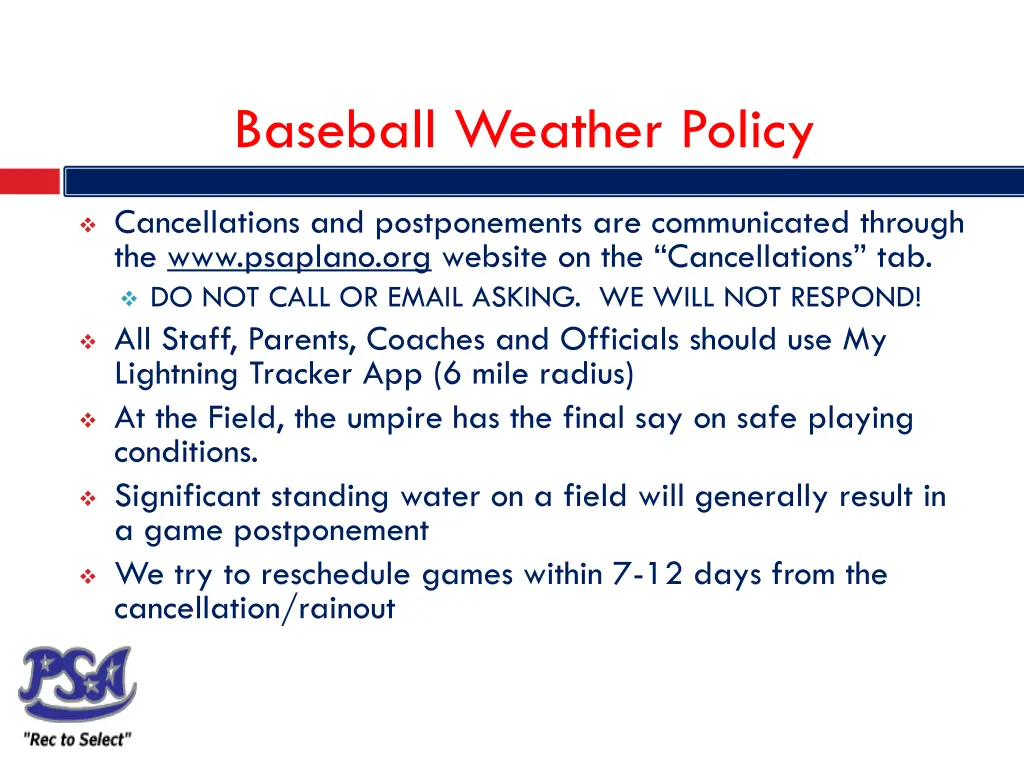 baseball weather policy