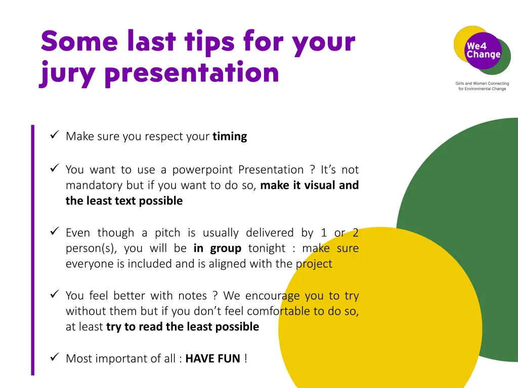 some last tips for your jury presentation