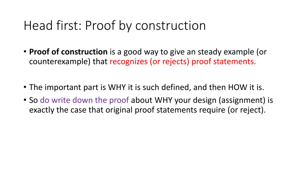 head first proof by construction