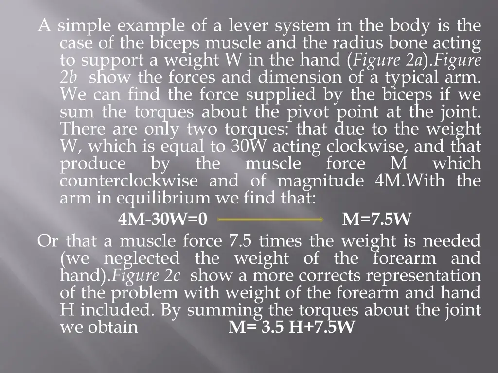 a simple example of a lever system in the body