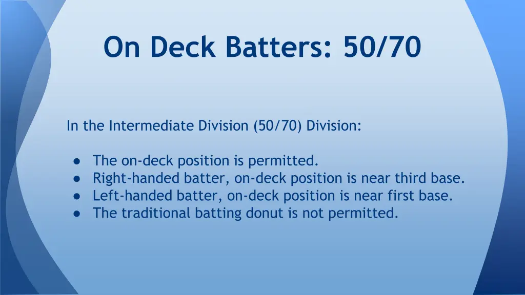 on deck batters 50 70