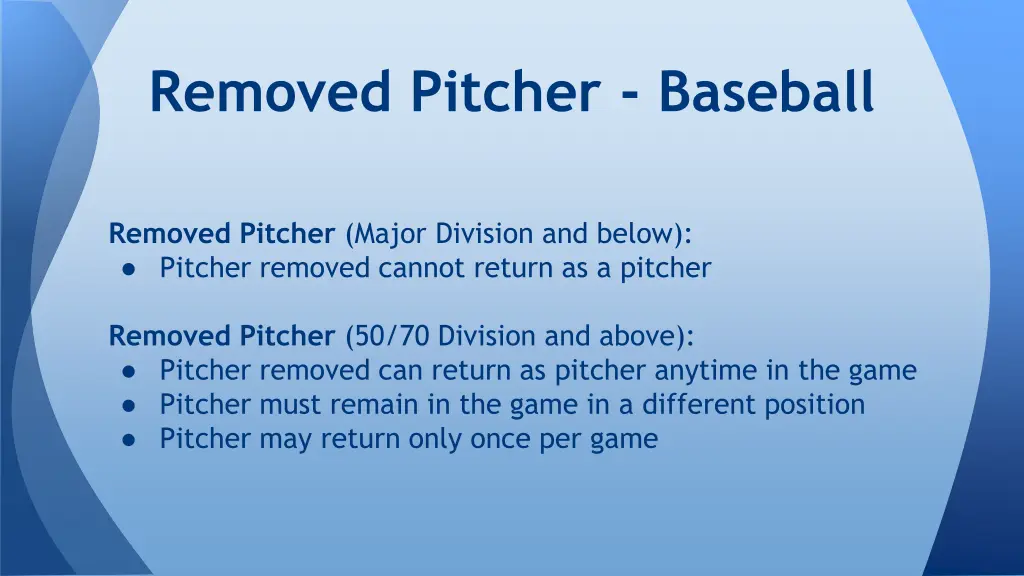 removed pitcher baseball