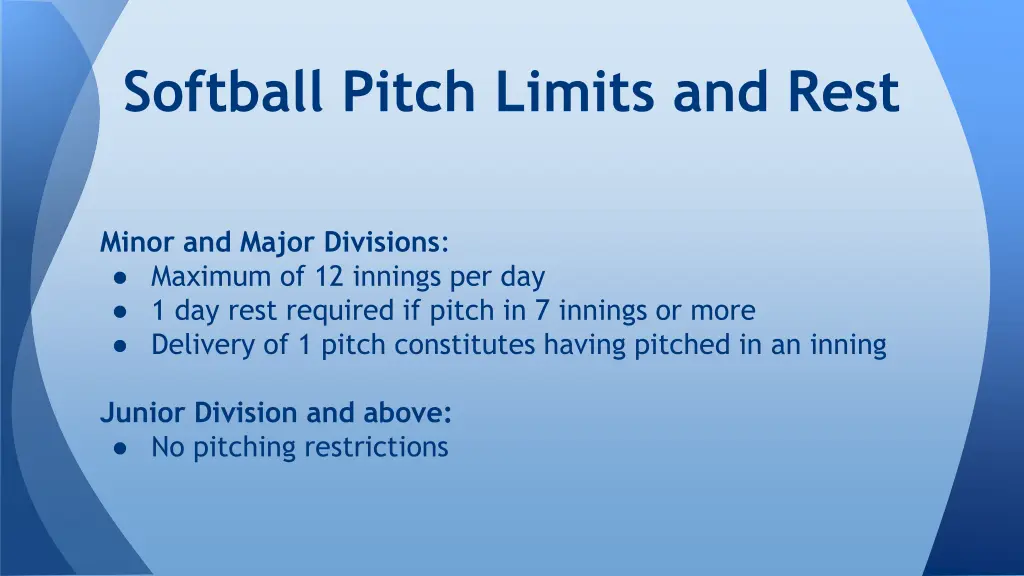 softball pitch limits and rest