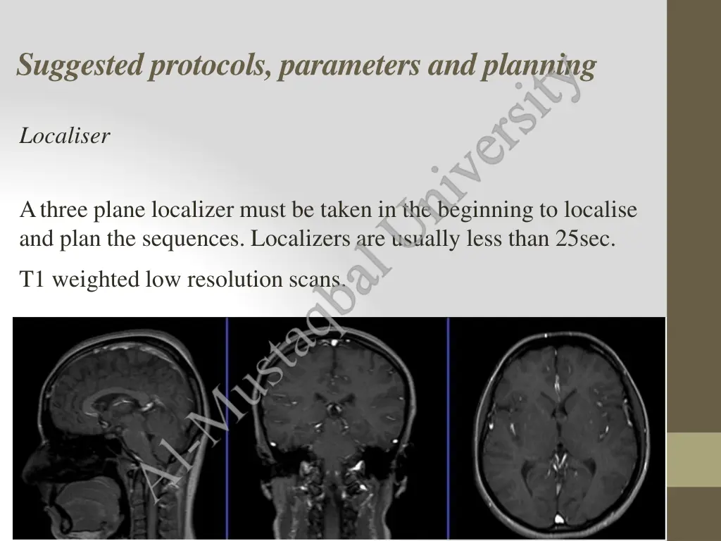 suggested protocols parameters and planning