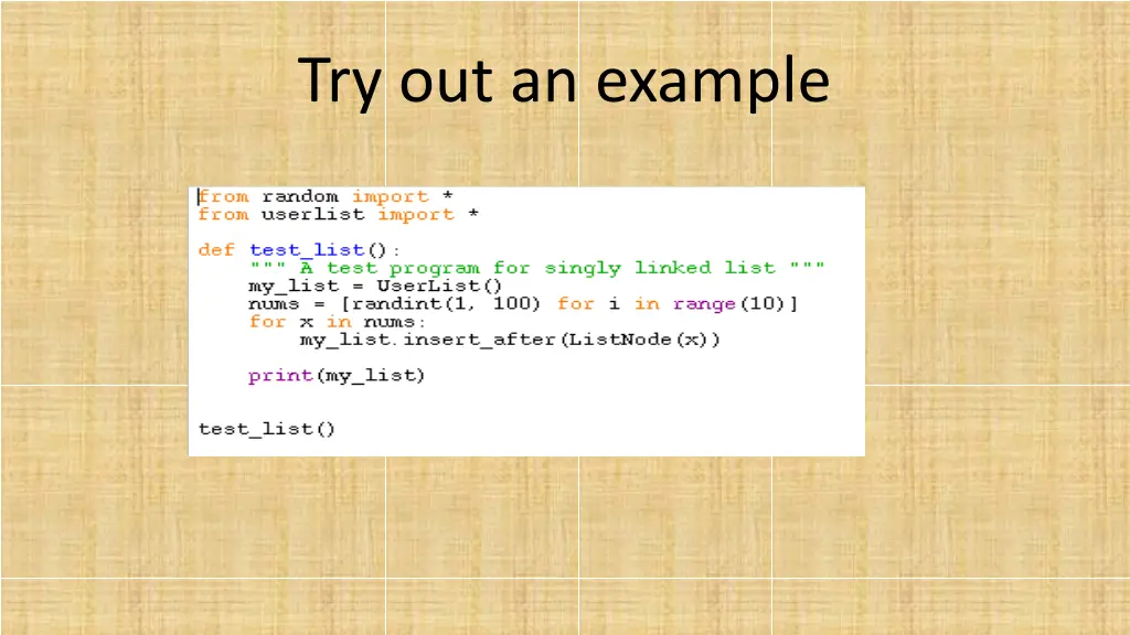 try out an example