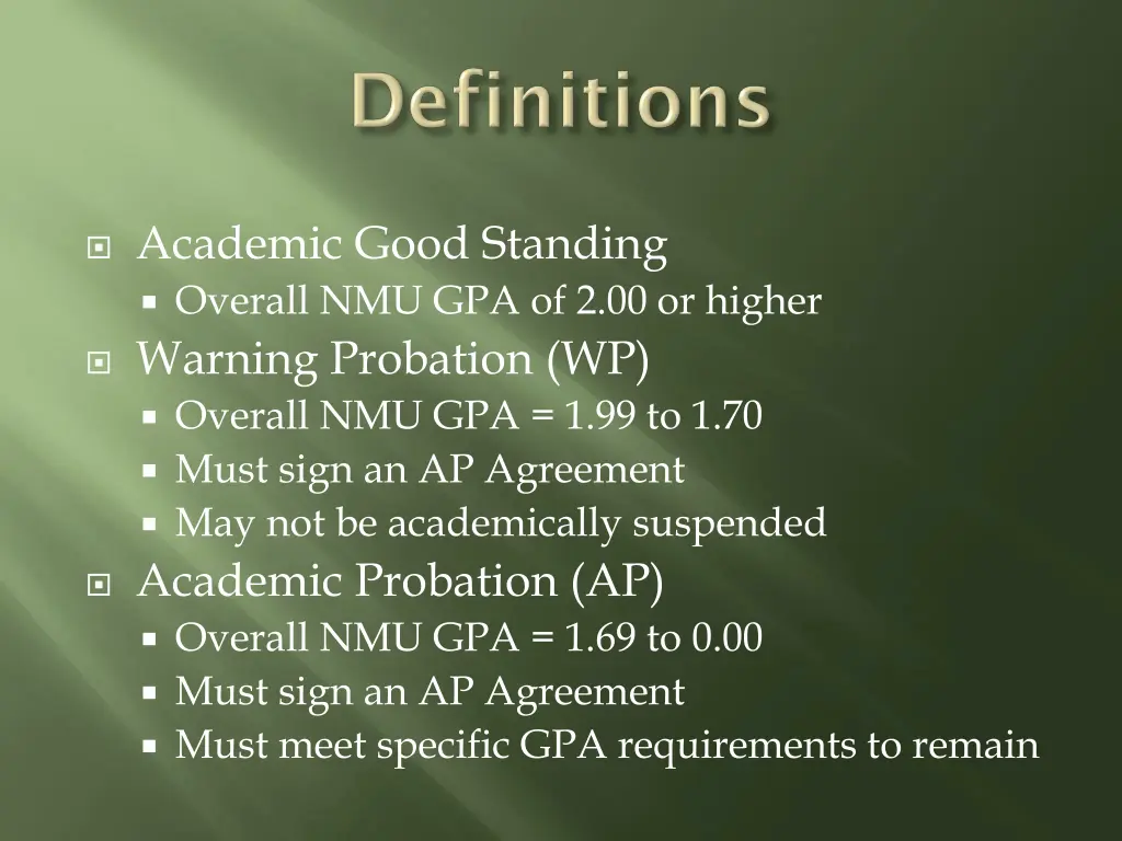 academic good standing overall