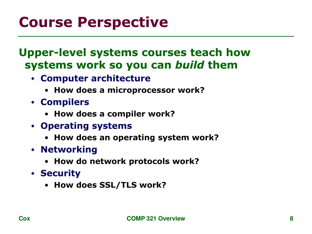 course perspective