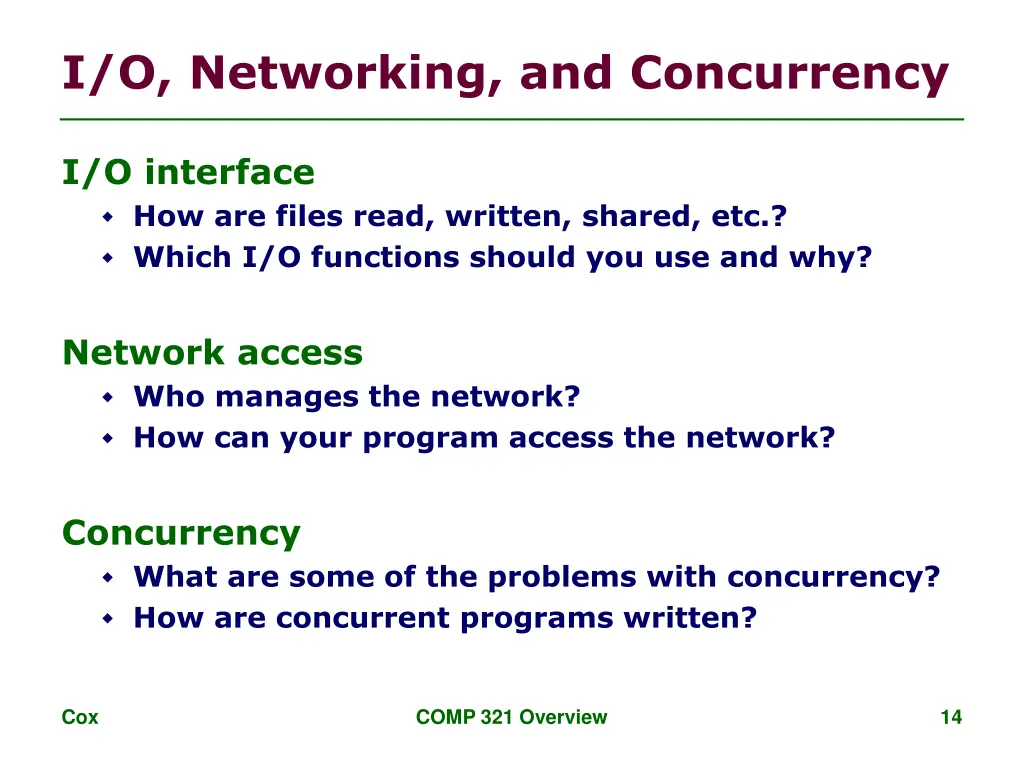 i o networking and concurrency