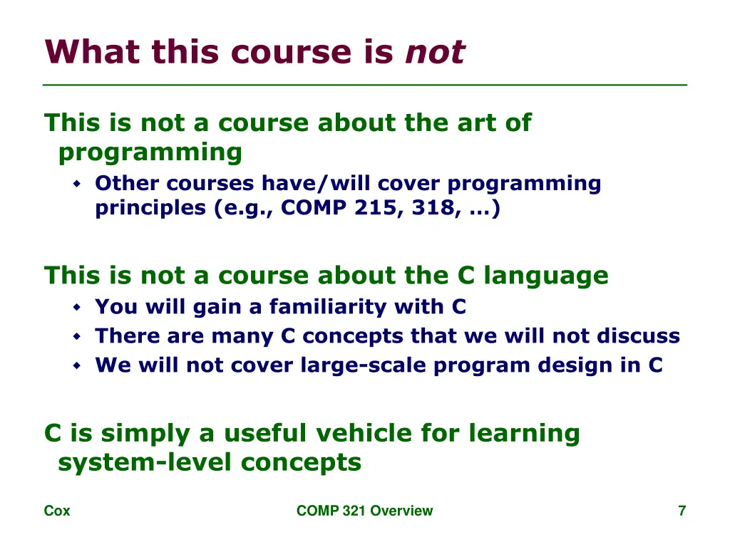 what this course is not