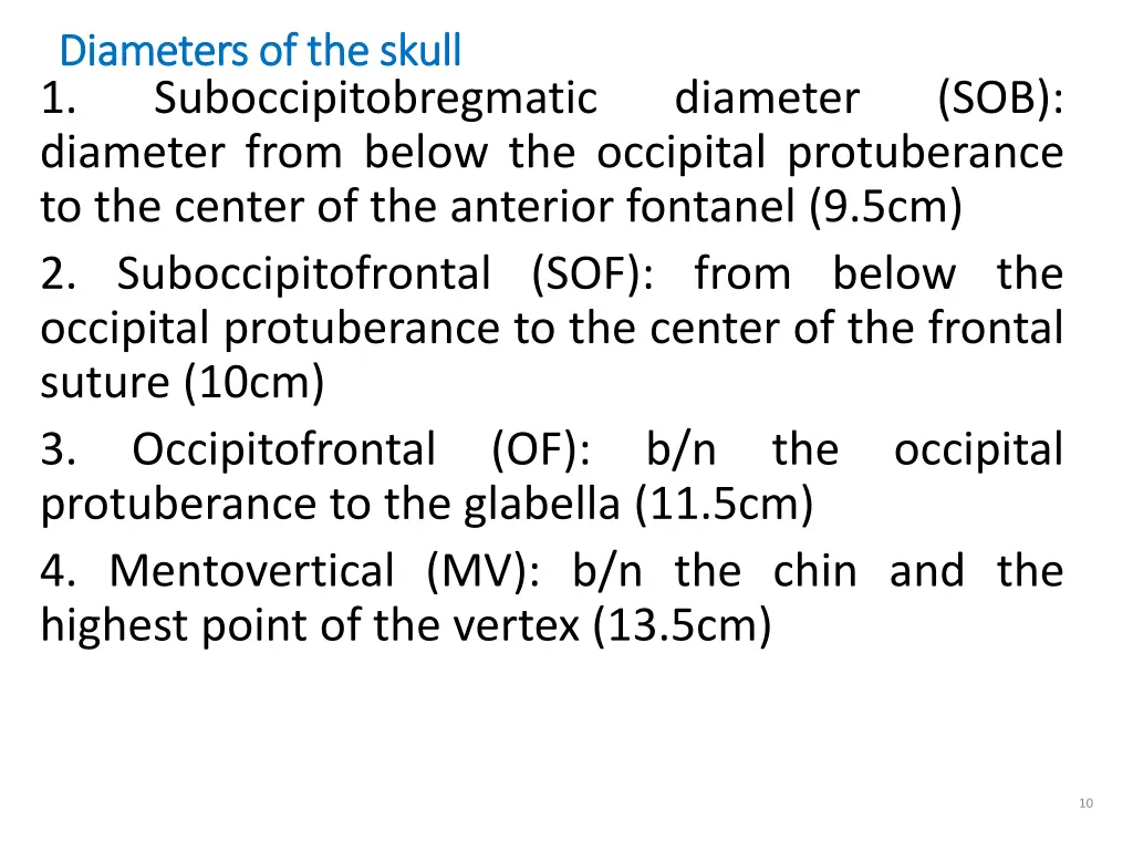 diameters of the skull diameters of the skull