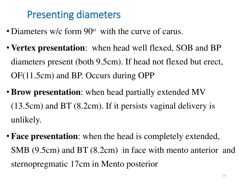 presenting diameters presenting diameters