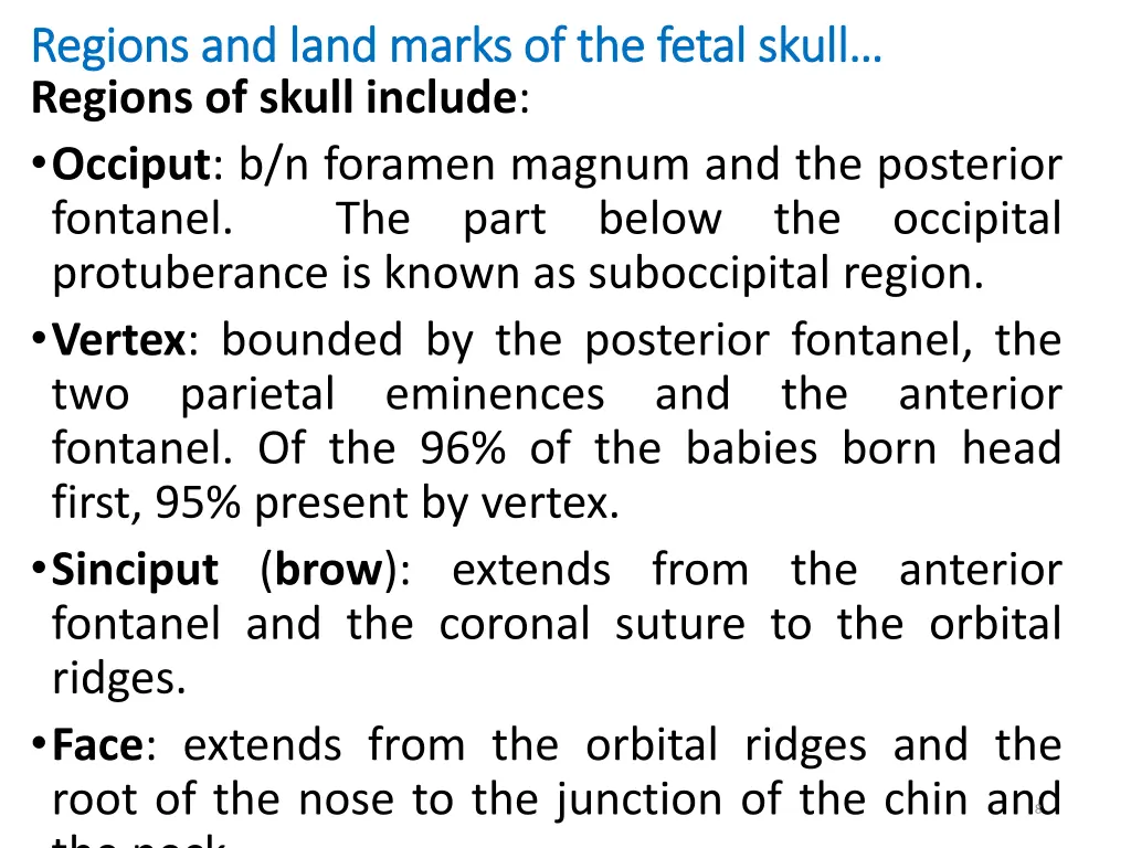 regions and land marks of the fetal skull regions 1