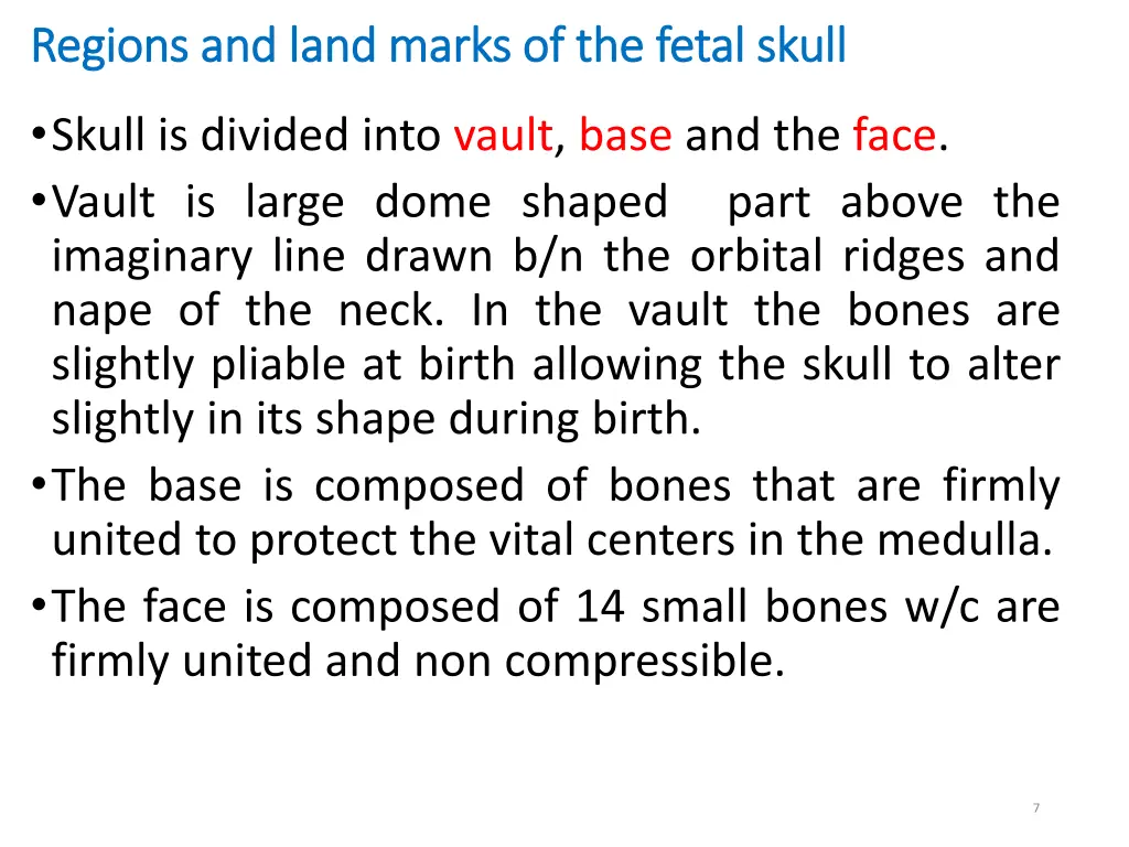 regions and land marks of the fetal skull regions