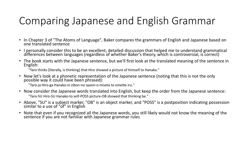 comparing japanese and english grammar