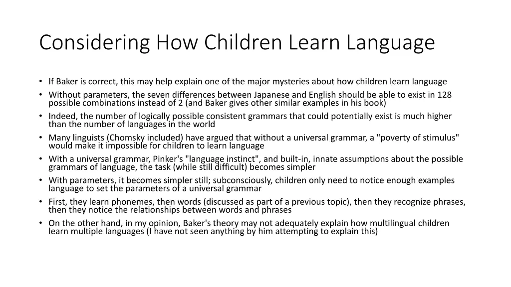 considering how children learn language