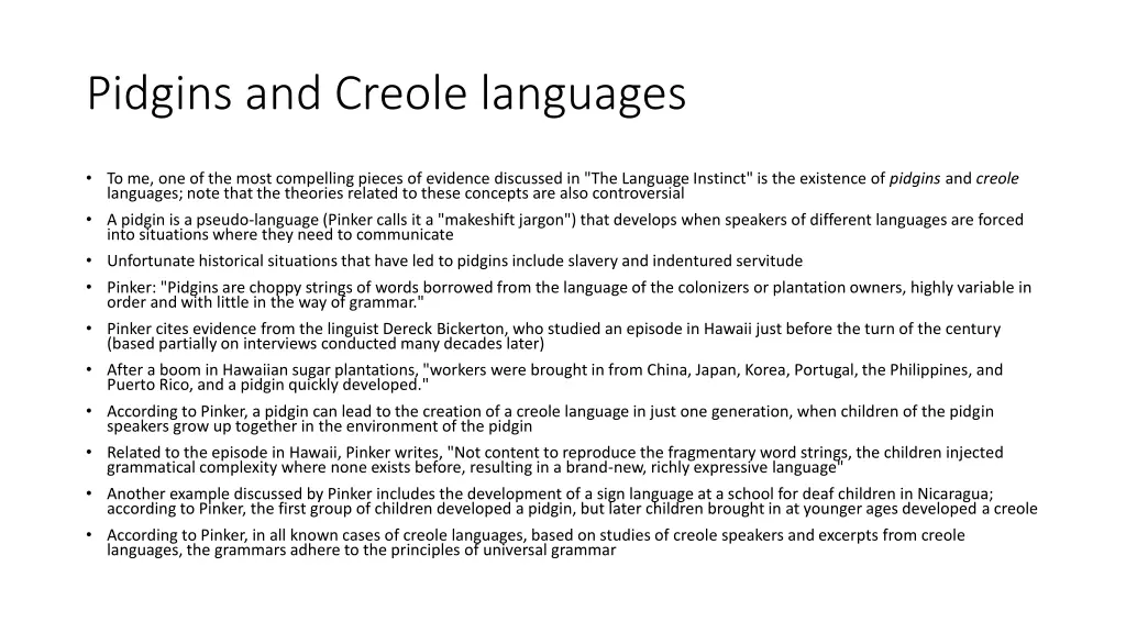 pidgins and creole languages