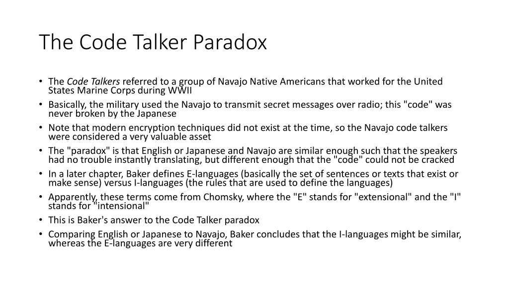 the code talker paradox