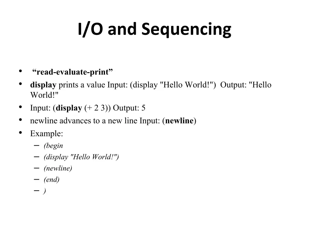 i o and sequencing