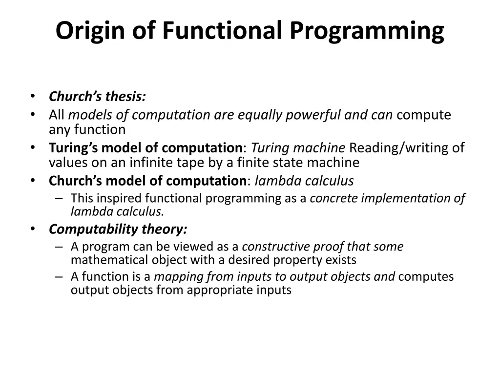 origin of functional programming