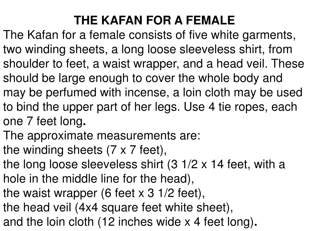 the kafan for a female the kafan for a female