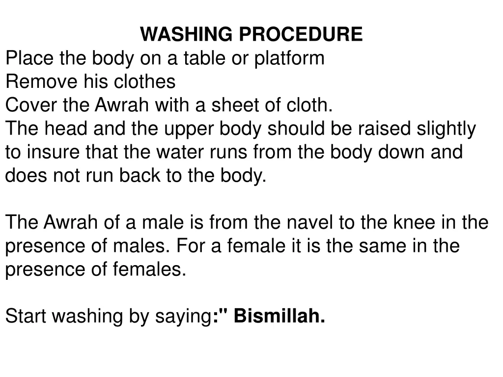 washing procedure