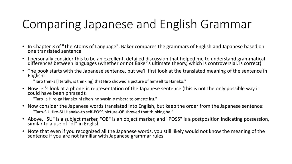 comparing japanese and english grammar