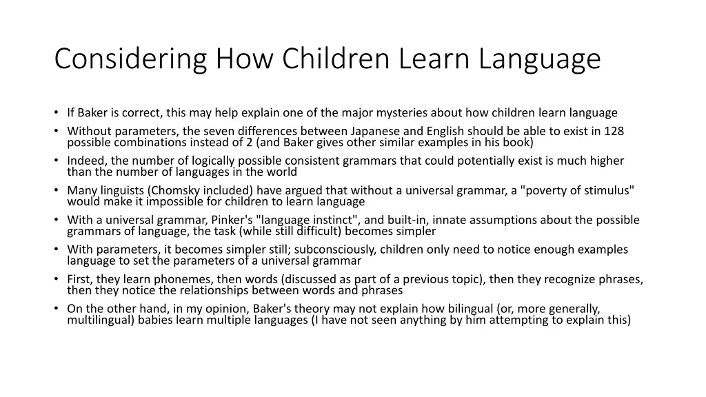 considering how children learn language