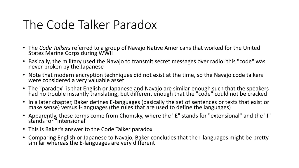 the code talker paradox