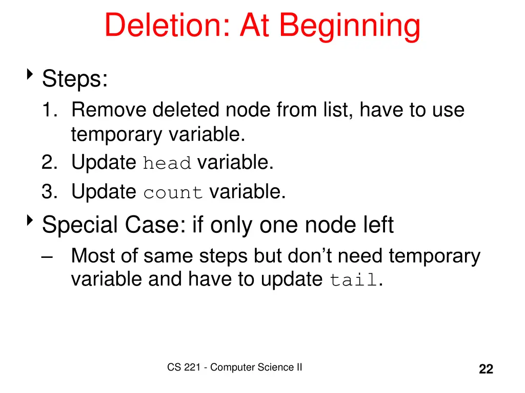 deletion at beginning