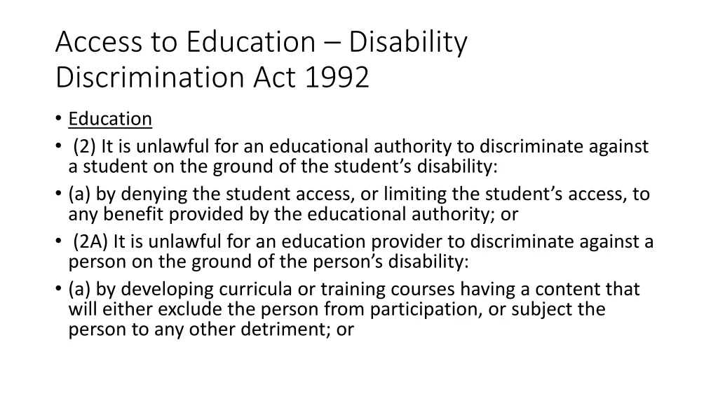 access to education disability discrimination