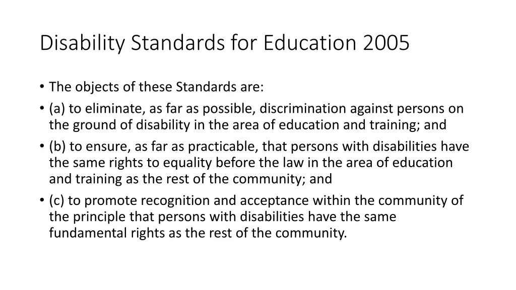 disability standards for education 2005