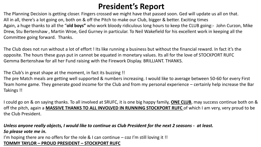 president s report 1