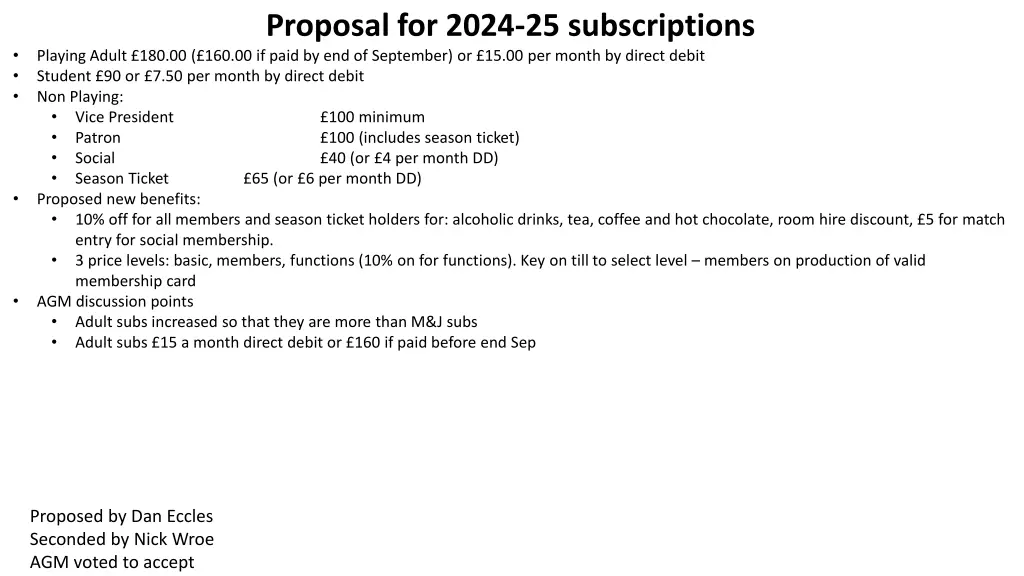 proposal for 2024 25 subscriptions playing adult