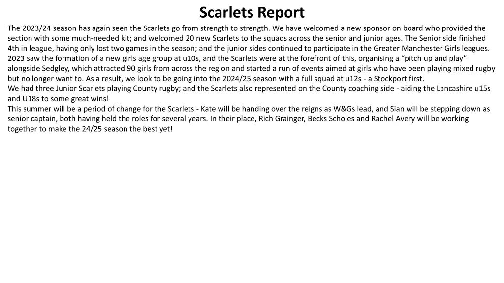 scarlets report