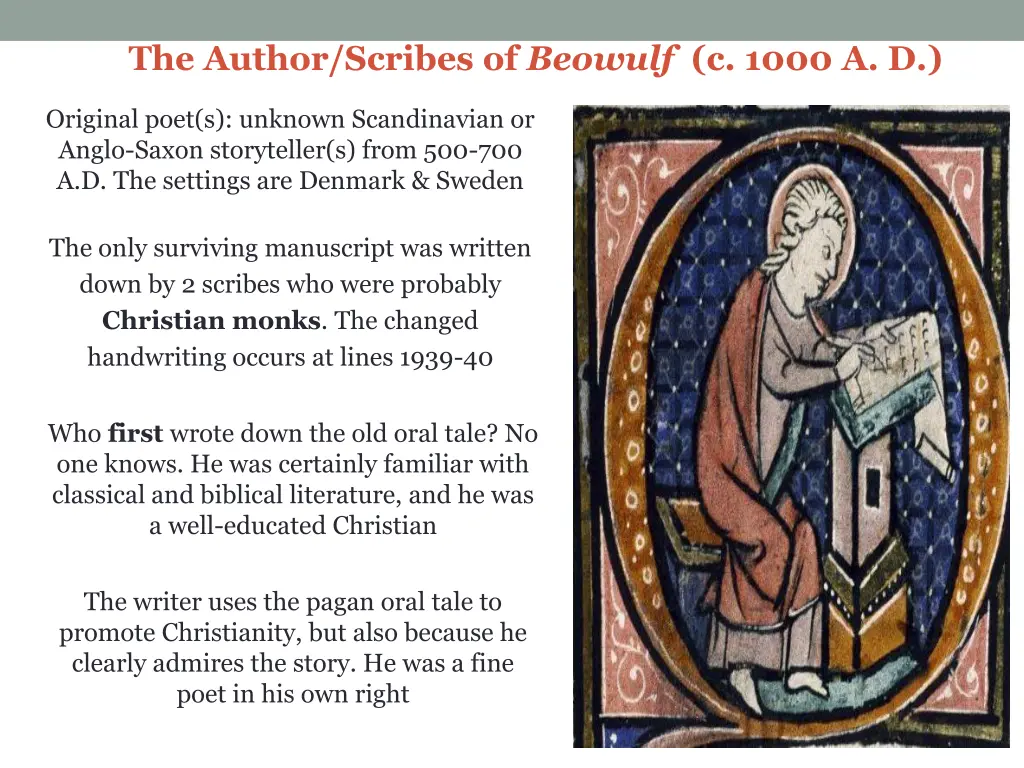 the author scribes of beowulf c 1000 a d